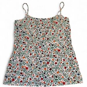 'Ann Taylor white floral print cami top with adjustable straps